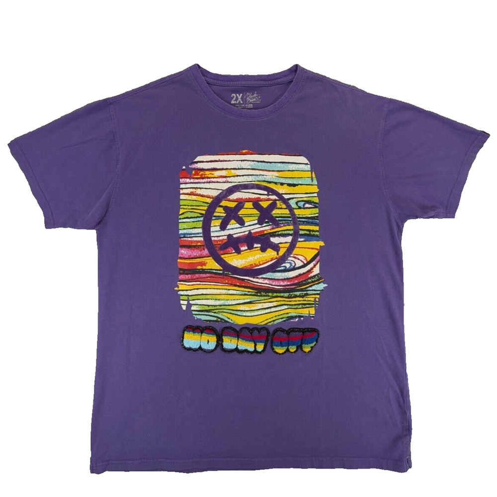 Bleecker & Mercer T-Shirt 2XL Men's Purple "No day Off" Cotton Short Sleeve Tee